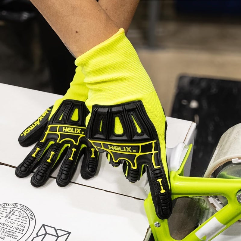 HEXARMOR | Impact-protection | 15-gauge nylon hi-vis shell | Touchscreen Capable | Sandy Nitrile Coated | Safety Gloves| Helix® 3006 |X-Small - Image 4